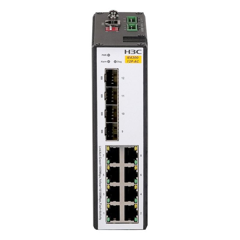 H3C IE4300-12P-AC 8口千兆电+4口千兆光导轨式工业以太网交换机
